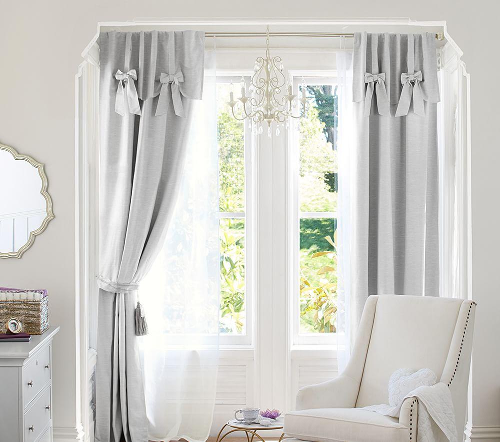 Evelyn Linen Blend Bow Valance Blackout Panel